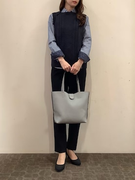 「アイテム（ビジネスシャツ）」を使った、BRICK HOUSE by Tokyo Shirts 宮原ステラタウン店さん（レディース・166cm）の秋コーディネート