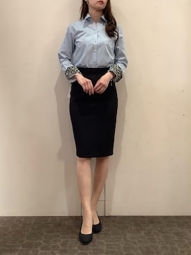 「アイテム（ビジネスシャツ）」を使った、BRICK HOUSE by Tokyo Shirts 宮原ステラタウン店さん（レディース・166cm）の秋コーディネート