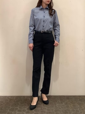 「アイテム（ビジネスシャツ）」を使った、BRICK HOUSE by Tokyo Shirts 宮原ステラタウン店さん（レディース・166cm）の秋コーディネート