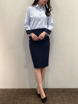 「アイテム（ビジネスシャツ）」を使った、BRICK HOUSE by Tokyo Shirts 宮原ステラタウン店さん（レディース・166cm）の秋コーディネート