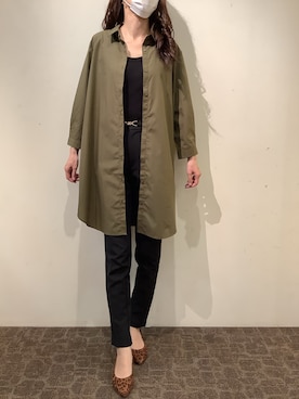 「カーキ」｜「アイテム（シャツワンピース）」を使った、BRICK HOUSE by Tokyo Shirts 宮原ステラタウン店さん（レディース・166cm）の秋コーディネート