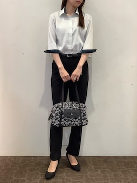 「アイテム（ビジネスシャツ）」を使った、BRICK HOUSE by Tokyo Shirts 宮原ステラタウン店さん（レディース・166cm）の夏コーディネート