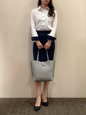 「アイテム（ビジネスシャツ）」を使った、BRICK HOUSE by Tokyo Shirts 宮原ステラタウン店さん（レディース・166cm）の秋コーディネート