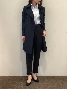 「TOKYO SHIRTS（トウキョウシャツ）の撥水・花粉ガード トレンチコート（トレンチコート、ブルー系）」を使った、BRICK HOUSE by Tokyo Shirts 宮原ステラタウン店さん（レディース・166cm）の春コーディネート