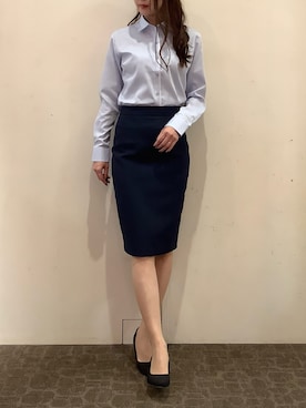 「アイテム（ビジネスシャツ）」を使った、BRICK HOUSE by Tokyo Shirts 宮原ステラタウン店さん（レディース・166cm）の秋コーディネート