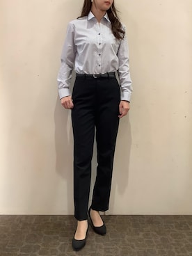 「アイテム（ビジネスシャツ）」を使った、BRICK HOUSE by Tokyo Shirts 宮原ステラタウン店さん（レディース・166cm）の秋コーディネート