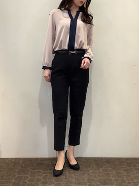 「TOKYO SHIRTS（トウキョウシャツ）のアイテム（シャツ/ブラウス）」を使った、BRICK HOUSE by Tokyo Shirts 宮原ステラタウン店さん（レディース・166cm）の春コーディネート