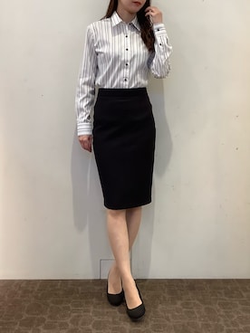 「アイテム（ビジネスシャツ）」を使った、BRICK HOUSE by Tokyo Shirts 宮原ステラタウン店さん（レディース・166cm）の秋コーディネート