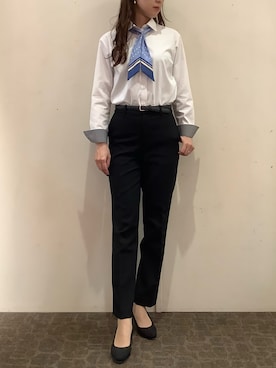 「アイテム（ビジネスシャツ）」を使った、BRICK HOUSE by Tokyo Shirts 宮原ステラタウン店さん（レディース・166cm）の秋コーディネート