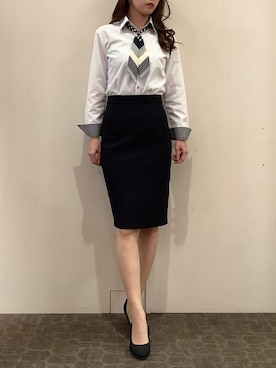 「アイテム（ビジネスシャツ）」を使った、BRICK HOUSE by Tokyo Shirts 宮原ステラタウン店さん（レディース・166cm）の秋コーディネート