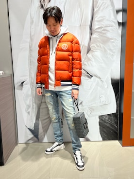 「ARMANI EXCHANGE（アルマーニエクスチェンジ）の【A|X アルマーニ エクスチェンジ】リアルダウンジャケット（ダウンジャケット/コート）」を使った、Riさん（メンズ・175cm）の秋コーディネート