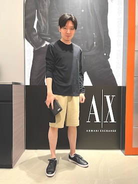 「ARMANI EXCHANGE（アルマーニエクスチェンジ）のアイテム」を使った、Riさん（メンズ・175cm）の夏コーディネート
