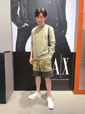 「ARMANI EXCHANGE（アルマーニエクスチェンジ）のアイテム」を使った、Riさん（メンズ・175cm）の夏コーディネート
