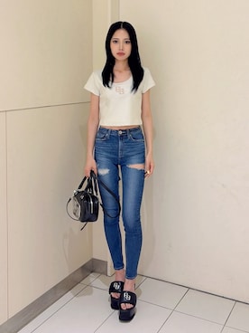 「GYDA（ジェイダ）のアイテム」を使った、miiaさん（レディース・160cm）の夏コーディネート