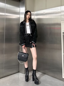 ラメフリンジツイードスカートライクショートパンツ｜ジェイダ