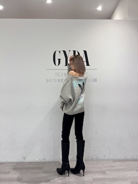 「GYDA（ジェイダ）のBUNNYSTERSカラーニットトップス（ニット/セーター）」を使った、miiaさん（レディース・160cm）の冬コーディネート