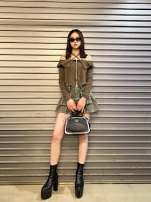 ハイウエストGG POKETプリーツデニムスカートライクショートパンツ