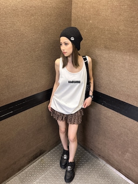 「アイテム（ニットキャップ/ビーニー）」を使った、miiaさん（レディース・160cm）の夏コーディネート