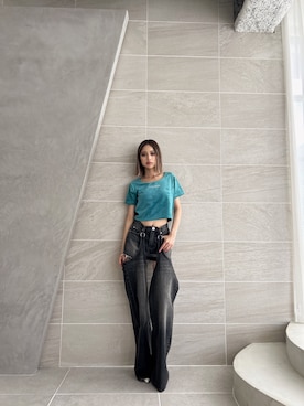 「GYDA（ジェイダ）のアイテム（その他シューズ）」を使った、miiaさん（レディース・160cm）の夏コーディネート