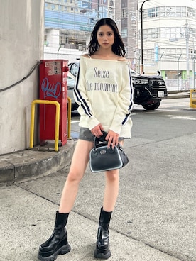 「アイテム（デニムスカート）」を使った、miiaさん（レディース・160cm）の秋コーディネート