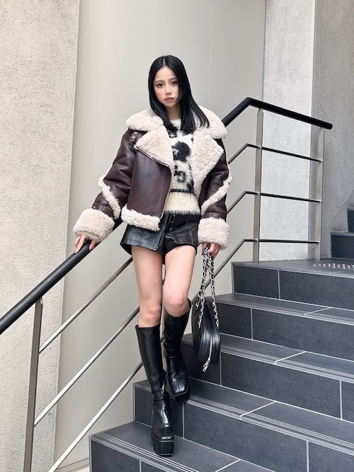 GYDA（ジェイダ） ニット セーター GG レオパードシャギーショート