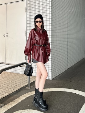 「アイテム（デニムスカート）」を使った、miiaさん（レディース・160cm）の秋コーディネート