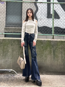 「アイテム（ハンドバッグ）」を使った、miiaさん（レディース・160cm）の夏コーディネート
