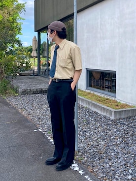 「古着好きな人と繋がりたい」｜「アイテム（フォーマルスーツ/小物）」を使った、Takuさん（メンズ・176cm）の春コーディネート