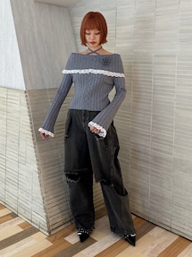 jouetie（ジュエティ）の「コサージュオフショルニットトップス