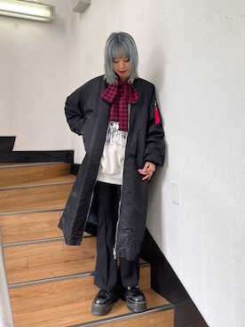 「jouetie（ジュエティ）のアイテム（MA-1）」を使った、SAYAさん（レディース・161cm）の秋コーディネート