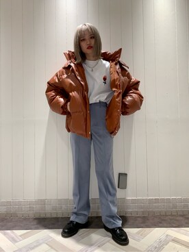 「アイテム（その他アウター、ブラウン系）」を使った、SAYAさん（レディース・161cm）の秋コーディネート