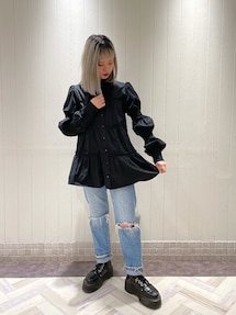 トゥービーシック　ウエーブローンチュニックブラウス　ティアード　大きいサイズ44 TO BE CHIC ブラウス シャツ ウェーブローン ティアード