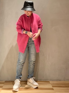 「アイテム（その他アウター、ピンク系）」を使った、harukaさん（レディース・155cm）の夏コーディネート
