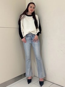 【美シルエットで魅せる♪】CHANEL パンツ HANNE（アン）の「【てらまゆコラボ】サイドオープンサテン