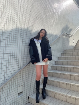 「GYDA」｜「アイテム（ブルゾン）」を使った、rinaさん（レディース・170cm）の冬コーディネート