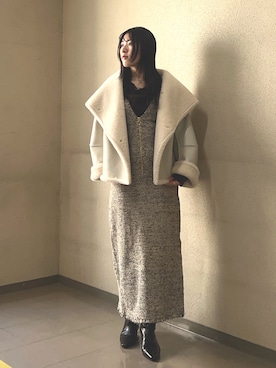 「アイテム（ジャンパースカート）」を使った、RUNA ONISHIさん（レディース・163cm）の秋コーディネート