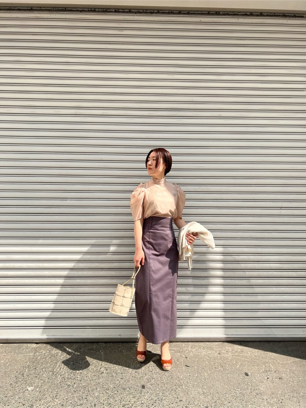 「選抜」｜「LAGUNAMOONのシアータックスリーブブラウス（シャツ/ブラウス、ベージュ系）」を使った、RUNA ONISHIさん（レディース・163cm）の春コーディネートの1枚目の写真