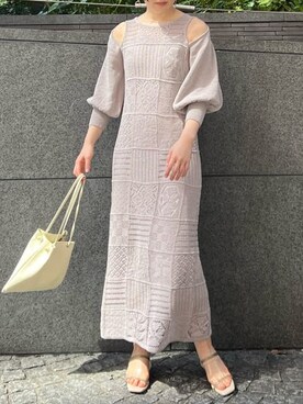 「LAGUNAMOON（ラグナムーン）の【JAMIRAY】レザー巾着BAG（ハンドバッグ）」を使った、RUNA ONISHIさん（レディース・163cm）の春コーディネート