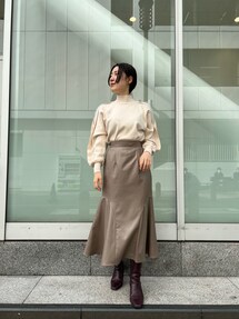 B00377 ラグナムーンLAGUNAMOON フォルムフレアーミモレスカート ラグナムーン LAGUNAMOON コットンシフォンフレアスカート
