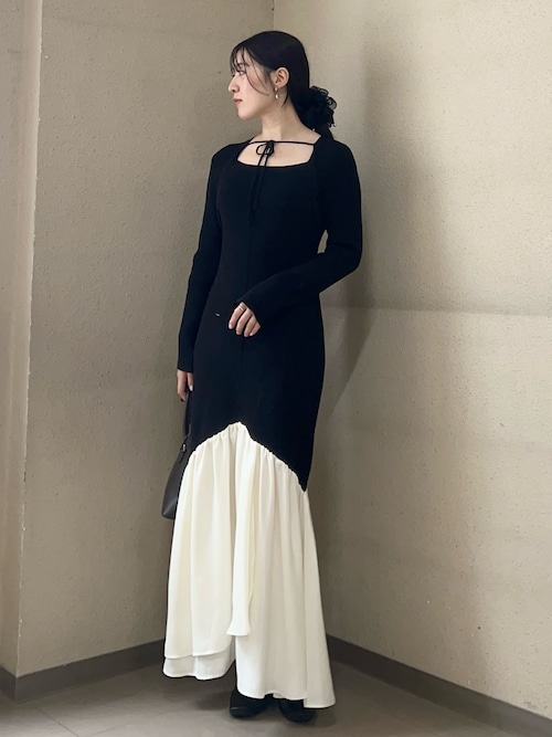 ボレロレイヤードニットドッキングワンピース｜ラグナムーン