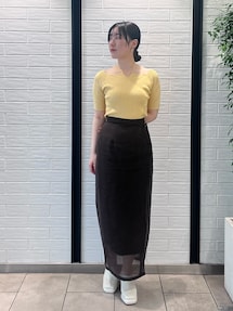 サテンパイピングシアーIラインスカート｜ラグナムーン