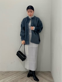 ラグナムーン　モカ　ミニシャギーセッケツニットカーディガン LAGUNAMOON カーディガン ミニシャギーセッケツニット