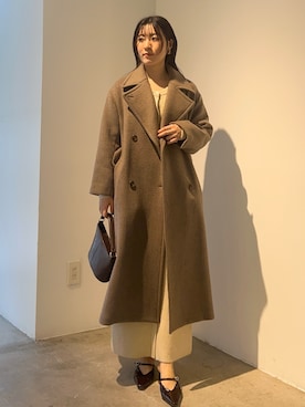 「アイテム（ステンカラーコート）」を使った、RUNA ONISHIさん（レディース・163cm）の秋コーディネート