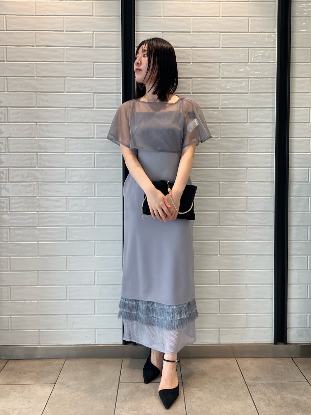 パープル　ドレス　お呼ばれ　ラグナムーン LAGUNAMOON ラグナムーン LADYモール刺繍ドッキングドレス