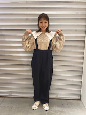 「サマンサモスモス」｜「アイテム（サロペット/オーバーオール）」を使った、ゆかさん（レディース・156cm）の秋コーディネート