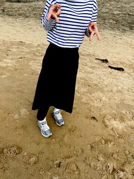 「SAINT JAMES（セントジェームス）のアイテム（Tシャツ/カットソー、ブルー系）」を使った、uamiさん（レディース・162cm）の春コーディネート