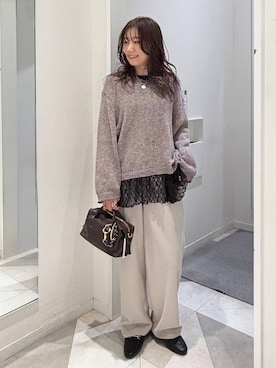 「GLOBAL WORK（グローバルワーク）のサイズ拡大/らくっション撥水2WAYローファー/131468（ローファー、ブラック系）」を使った、★しーちゃん★さん（レディース・156cm）の春コーディネート