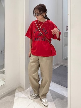 「GLOBAL WORK（グローバルワーク）のエアかるクラシックスニーカー/135751（スニーカー、ホワイト系）」を使った、★しーちゃん★さん（レディース・156cm）の春コーディネート