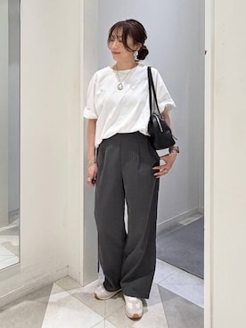 「GLOBAL WORK（グローバルワーク）のエアかるクラシックスニーカー/135751（スニーカー、ホワイト系）」を使った、★しーちゃん★さん（レディース・156cm）の春コーディネート