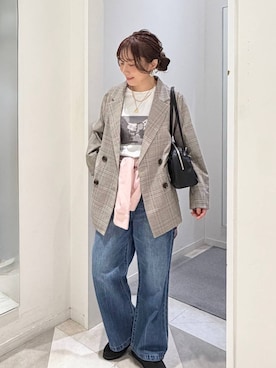 「GLOBAL WORK（グローバルワーク）のエアかる厚底ローファー/136031（ローファー、ブラック系）」を使った、★しーちゃん★さん（レディース・156cm）の春コーディネート